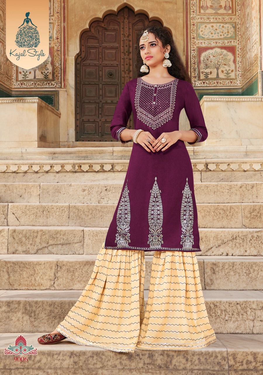 Fashion Label 9 New Exclusive Wear Rayon Embroidery Kurti With Bottom Collection